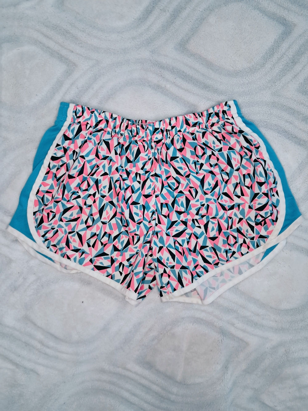 Nike Girls Pink, Blue & Black Geometric Athletic Shorts